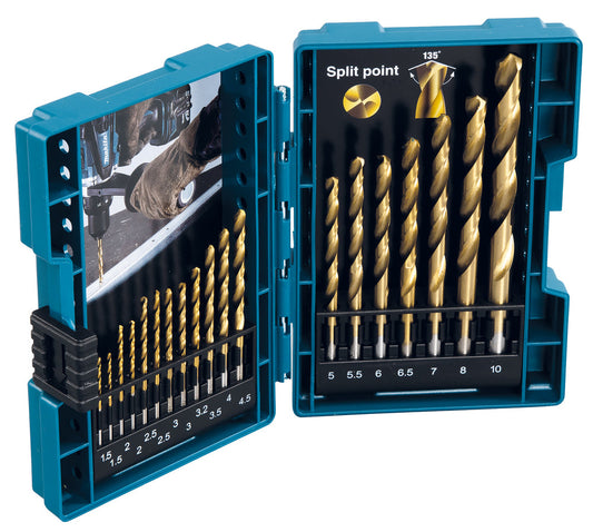 Makita D-67527 19 Piece Metal drill bit set HSS Silver